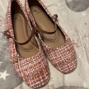 Next Pink and Brown Tweed Mary Jane Flats